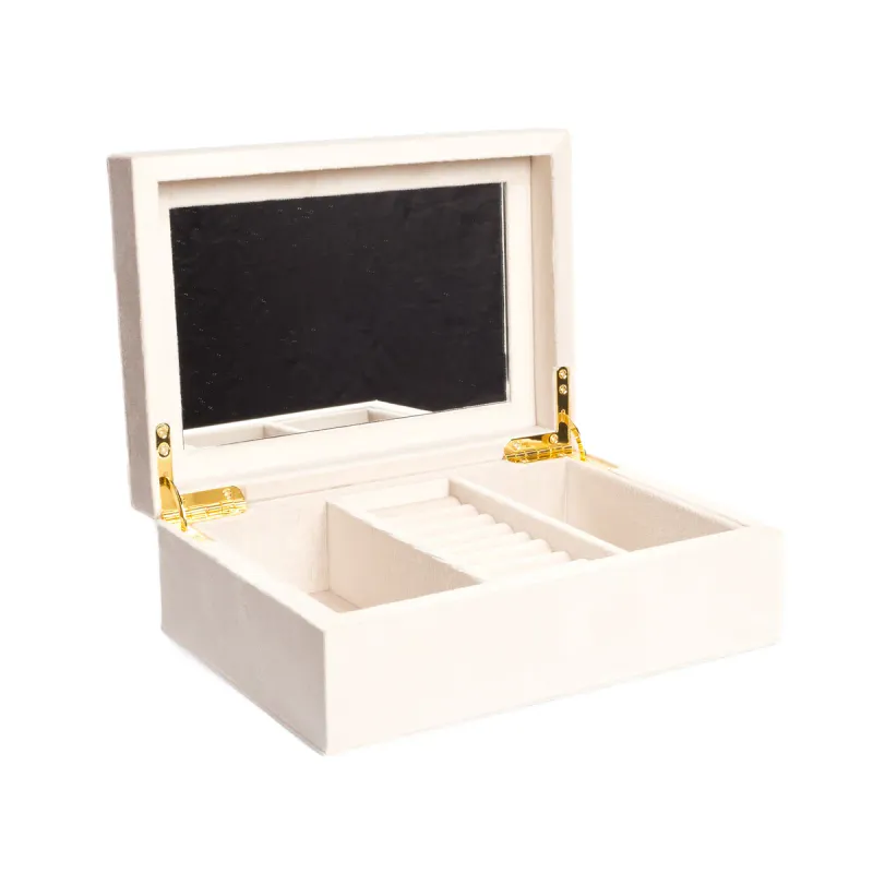 Dark Velvet Jewellery Box Large Sand