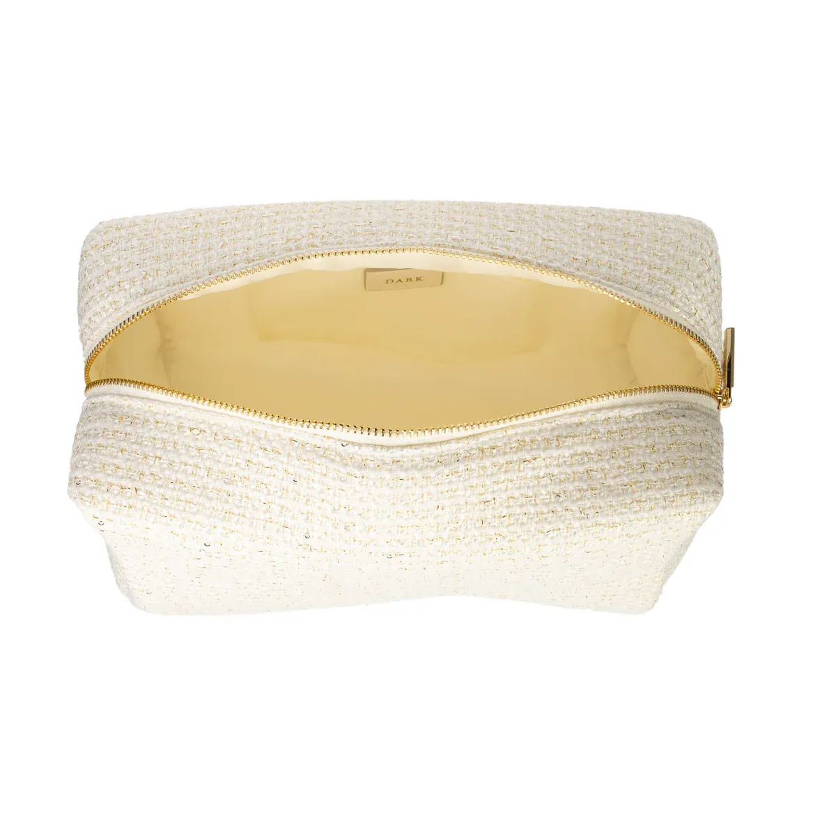 Dark TWEED MAKE-UP POUCH LARGE OFF WHITE W/GOLD