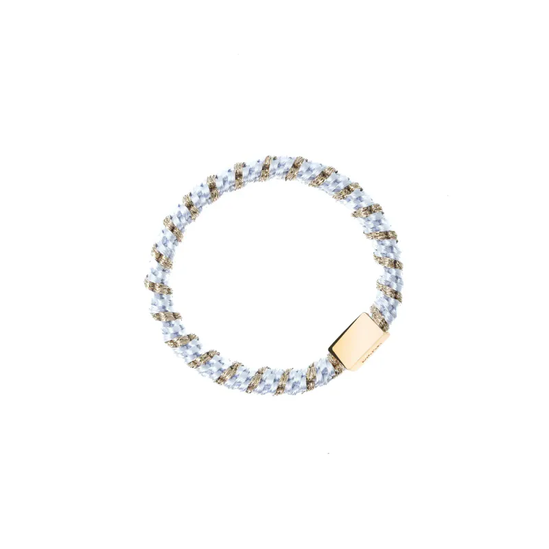 Dark FAT HAIR TIE W/GOLD WHITE STRIPE