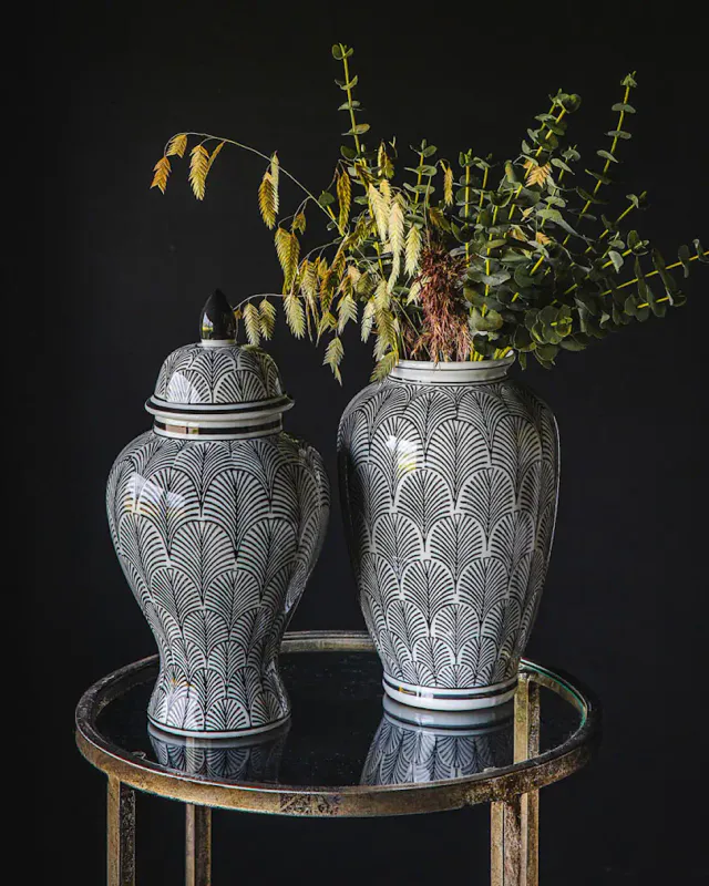 A Lot VASE Art Deco Sort/hvit 30 cm